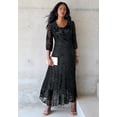 thumbnail image 3 of Roaman's Women's Plus Size Plus-Size Velvet 3/4 Sleeve Burnout Overlay Dress With Sheer Sleeves, 3 of 6
