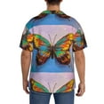 thumbnail image 5 of Disketp Men's Hawaiian Oil Painting Beautiful Butterfly Print Shirts Button Down Holiday Beach Shirts-X-Large, 5 of 7