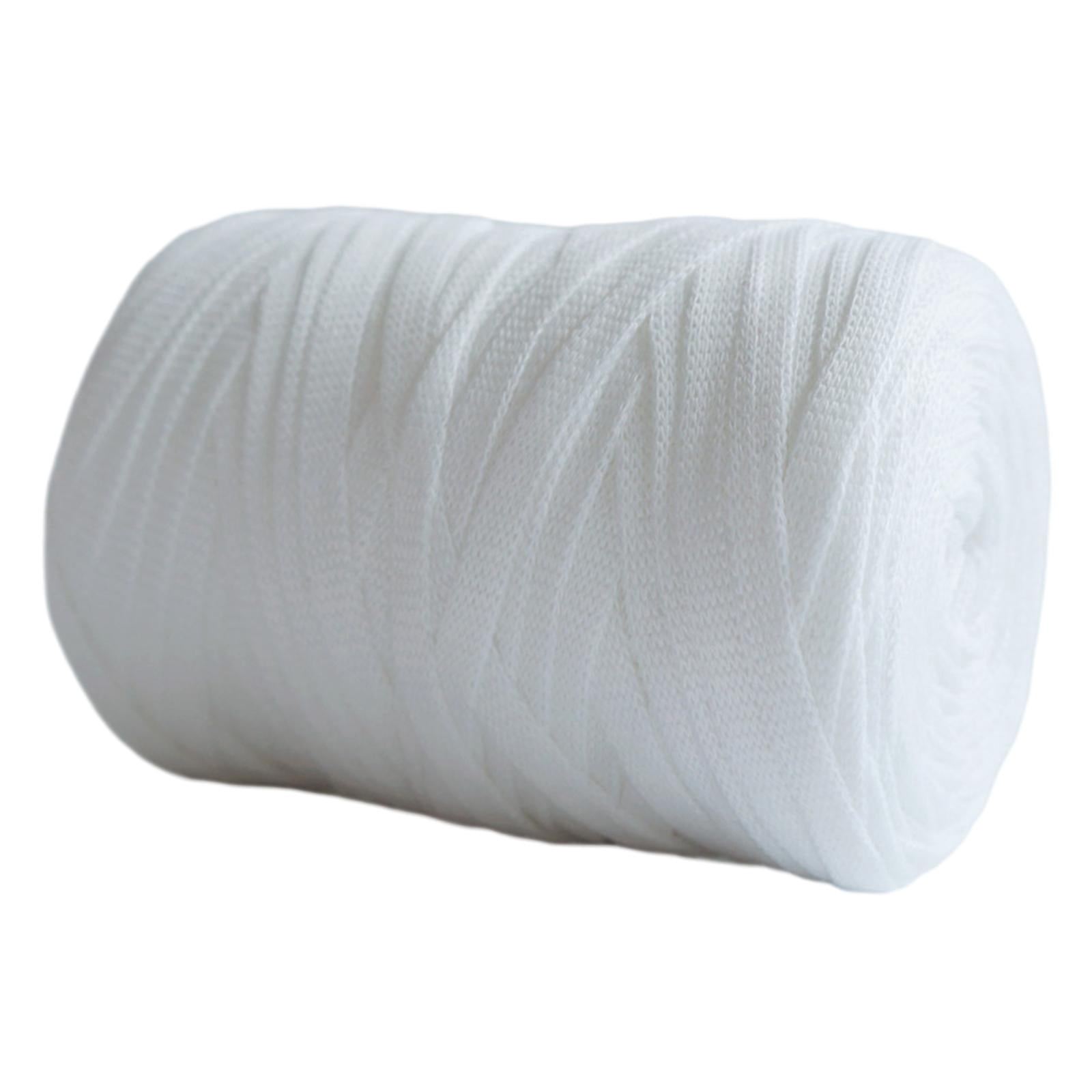 Knitting Yarn Spaghetti Yarn Blanket Cushion, Crocheting Chunky Yarn, Fabric Cloth Yarn for Rugs Bags, Cushion Throw Blanket White