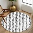 thumbnail image 2 of Round Rug 5Ft Washable Non-Slip, Black Spring Leaves Circle Area Rugs for Living Room Bedroom, Pastoral Botanical Striped Flowers Indoor Floor Mats Carpet Runner for Home Decor Aesthetic, 2 of 8