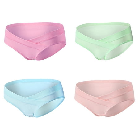

4Pcs Womens Underwear Assorted Colors Cotton Under the Bump Maternity Panties