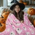 thumbnail image 2 of Halloween Throw Blanket Cute Pink Ghost Blankets Gifts for Women Men Halloween Decoration for Party Sofa Bed Couch 50"X60", 2 of 6