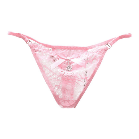 Fulorrnie Underwear for Women Comfort G String Breathable Cute Panties Thong Banded Waist Ventilated Tie Side Panty Pink One Size