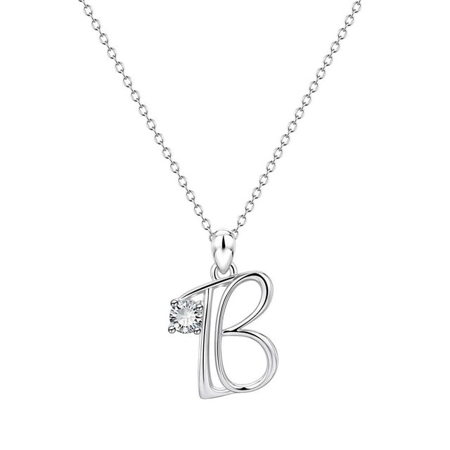 SIfdSeng Collier en Strass en Forme d'Alphabet Initial 26 pour Femmes Colliers pour Femmes A Z 26 Alphabet Initial Colliers Argentés pour Femmes Filles