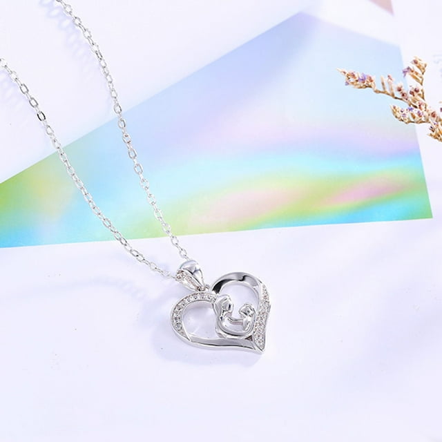 Mother and Child Love Heart Pendant Necklace Jewelry Gifts for ...