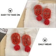 thumbnail image 3 of CIMAXIC Boucles d'Oreilles Rouges 4 Paires de Boucles d'Oreilles de Festival de Printemps Pendentif Décoratif Clips d'Oreilles Style Mixte, 2.36"X0.98"X0.39 Pouces, 3 of 5