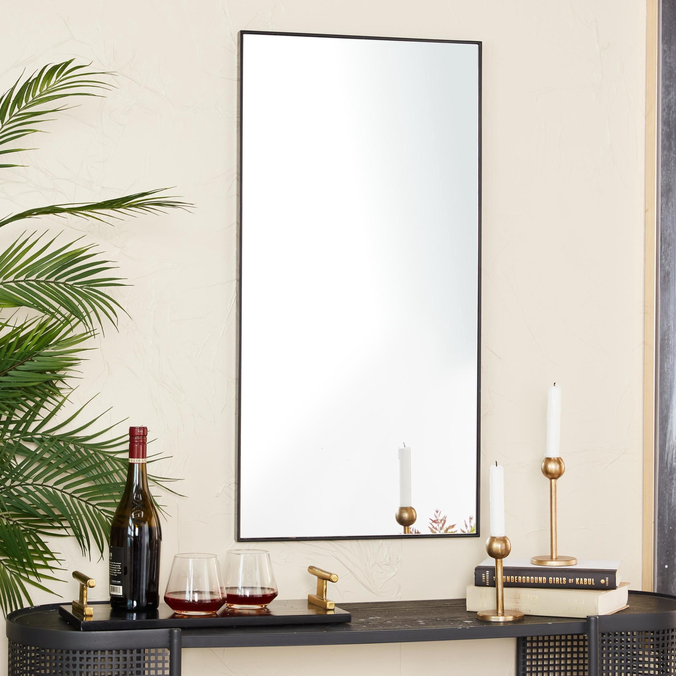 DecMode 18" x 36" Black Wall Mirror with Thin Frame