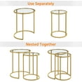 thumbnail image 5 of Round Nesting Side Table Stacking Coffee Table, Set of 2 Circular End Tables w/Metal Frame & Tempered Glass Top & Protective Foot Pads for Small Space Living Room Office, Mustard Gold, 5 of 12