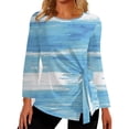 thumbnail image 1 of Gibobby Playeras Mujer Top casual de manga larga con cuello redondo y estampado floral de otoño/invierno para mujer（Aqua， M), 1 of 4