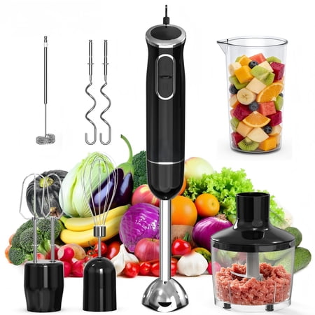 PANCERKA 8 In 1 Electric Immersion Blender, Multi-Purpose Hand Blender With Turbo Mode, Detachable Base, 304 Stainless Steel handheld blender With Whisk, Milk Frother Attachments, For Smoothies