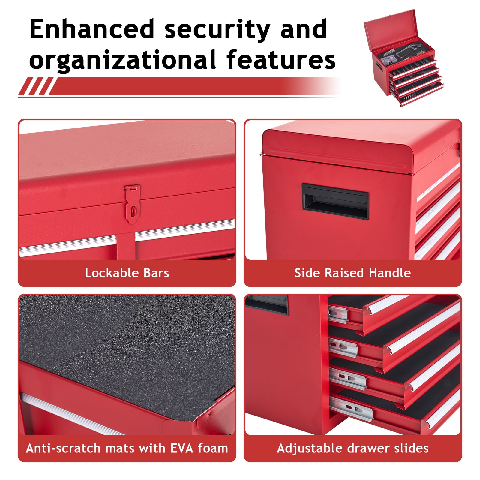 NETAJE Metal Tool Chest,2 in 1 Steel Rolling Tool Box & Cabinet On Wheels for Garage,Detachable Top Tool Box and Lockable Wheels Metal Tool Cart for Garage,5-Drawer