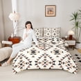 thumbnail image 4 of Homewish Boho Aztec Bedding Comforter Set,Retro Geometric Triangle Twin Comforter Sets,Beige Black Brown Bedding Set For Girl Boy,Ultra Soft Home Decor Reversible,2-Piece, 4 of 8