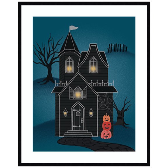 Amanti Art Hometown Halloween II Wood Framed Wall Art Print
