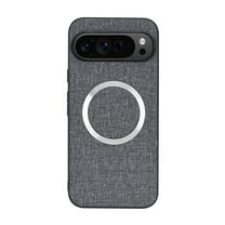 Decase for Google Pixel 9 Pro XL Case Compatible with Magsafe,Google Pixel 9 Pro XL Phone Case Soft Silicone Bumper Luxury Fabric Texture Cover,Gray