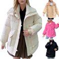 thumbnail image 7 of Lovskoo 2024 Womens Winter Coats Quilted Jacket Zipper Long Sleeve Knit Lapel Collar Mid Length Cotton Padded Jacket White, 7 of 7