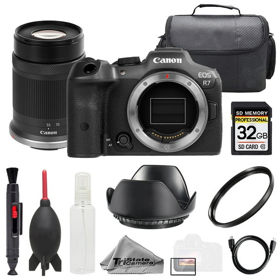 Canon EOS R7 Camera   RF-S 55-210mm f/5-7.1 IS STM Lens  32GB   Bag  UV Filter- Basic Kit (International Version)