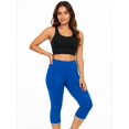 thumbnail image 3 of AXXD Women's Capri Leggings Blue Solid High Waist Yoga Leggings 6, 3 of 8
