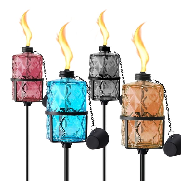 Antorchas de jardín de vidrio para exteriores ZSPENG, 12 onzas, 152 cm, paquete de 4