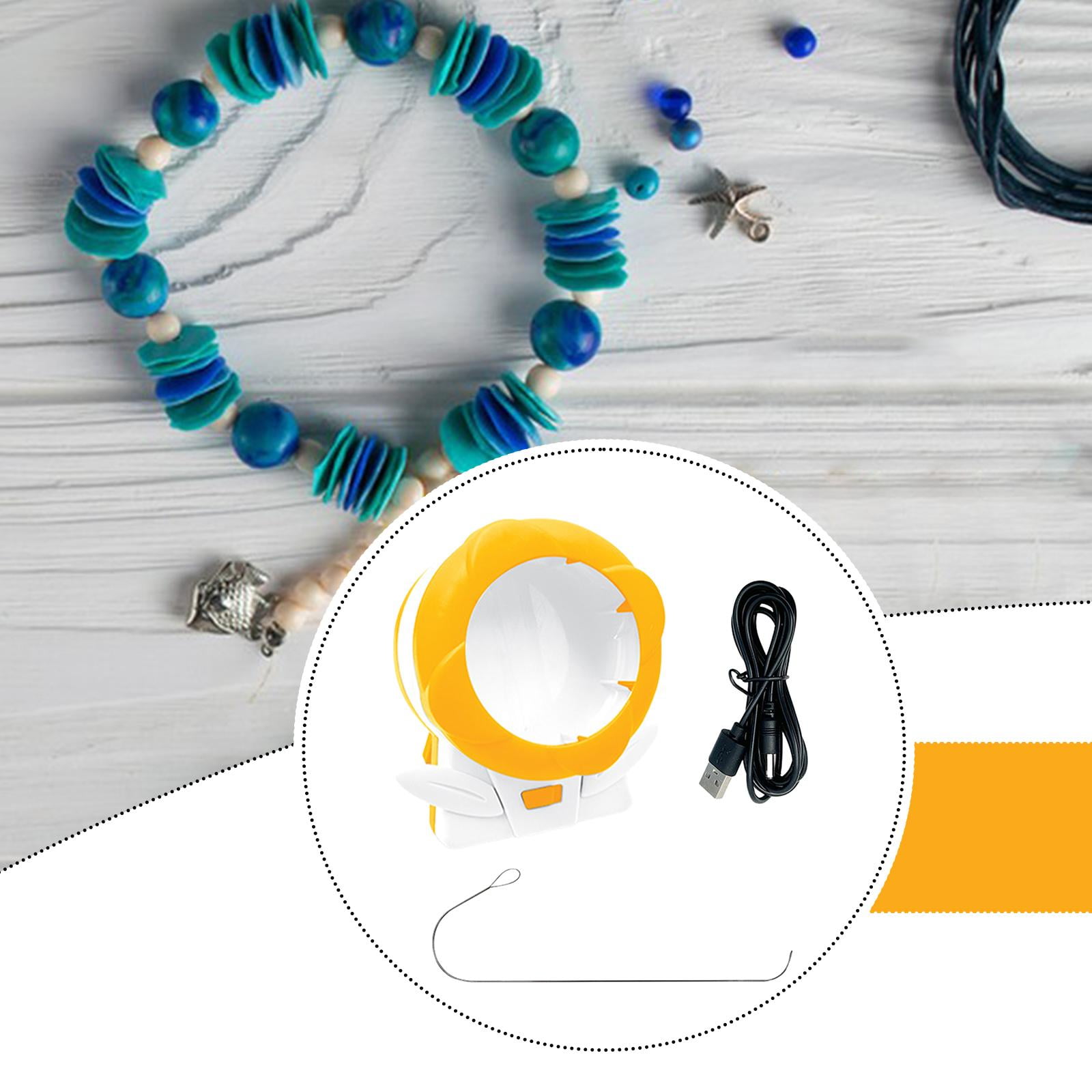 FVDPWYE Clay Bead Beading Machine with Beading Pin Accessories Funny Jewelry Making Electric Bead for Waist Beads DIY Yellow