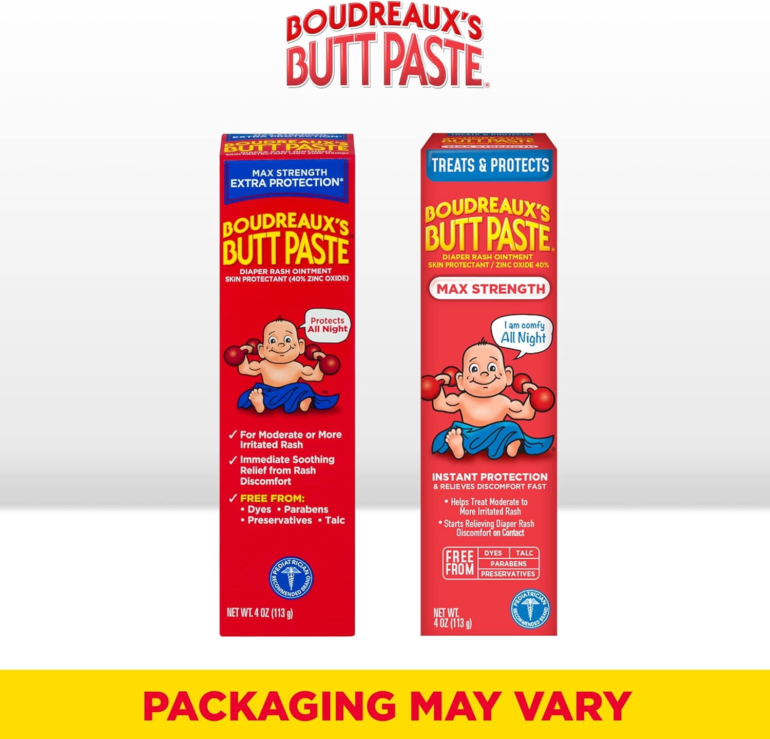 3 pack Boudreaux's Butt Paste Maximum Strength Diaper Rash Ointment, 4oz each