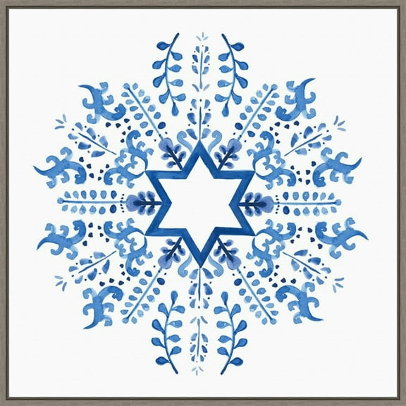 Amanti Art Indigo Hanukkah II Framed Canvas Wall Art Print