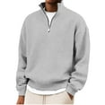 thumbnail image 3 of Chiccall Mens Casual Quarter Zip Sweatshirts Loose Fit Vintage Textured Knit Mock Neck Sweatshirt Pullover Fashion Outerwear, 3 of 7