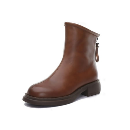 

Gomelly Women Waterproof Shoes Casual Stretchy Ankle Boots Work Anti Slip Round Toe Short Bootie Brown 6.5