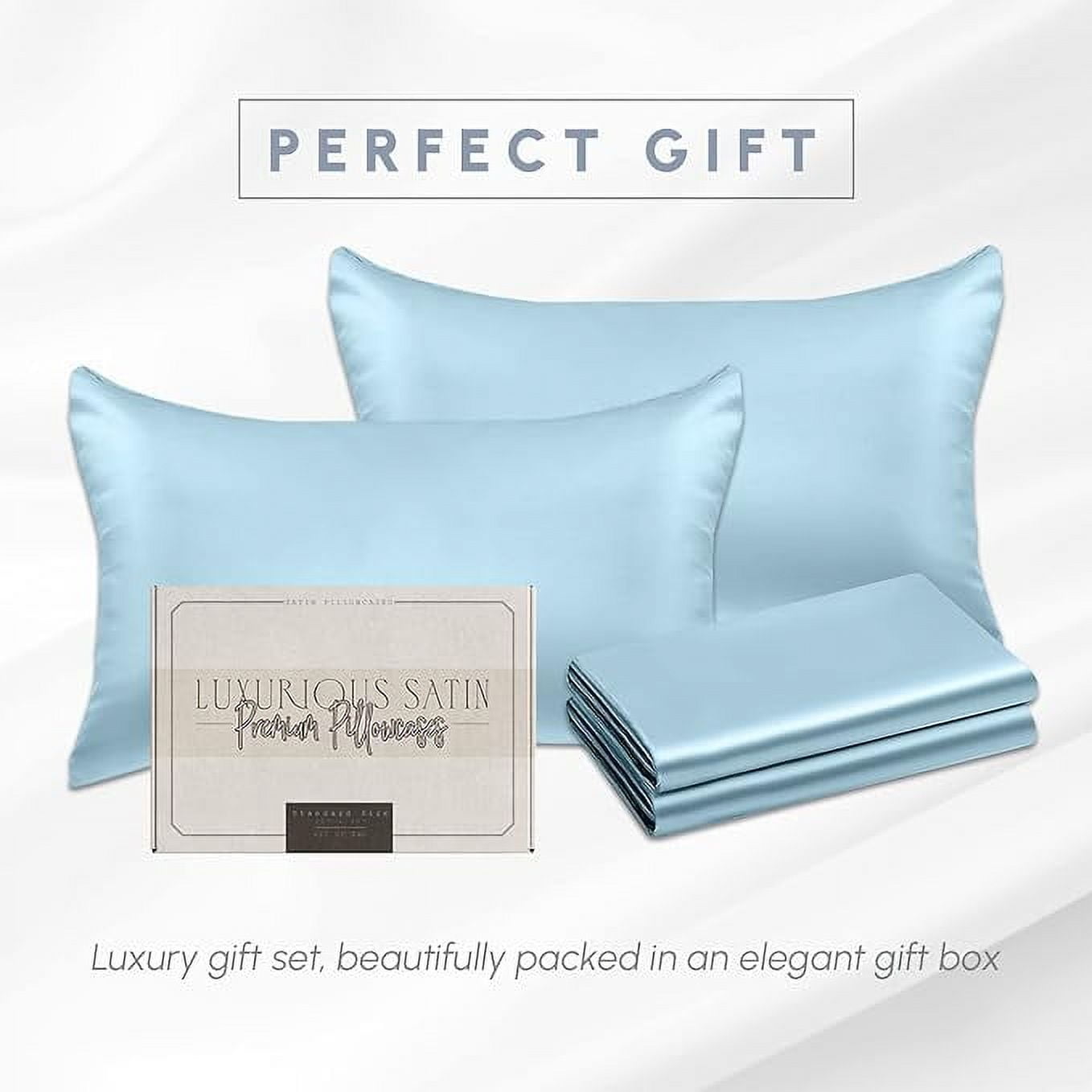 6 Pieces Pillowcase Set with Hidden Zipper closure, Standard/Queen, Baby Blue