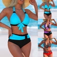 thumbnail image 5 of vigerkar Women's Two Piece Bikini Sets Push Up Halter Bikini Bathing Suit Adjustable 2 Piece Swimsuit (Blue, M), 5 of 7
