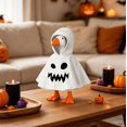 thumbnail image 3 of 7 inch Mini Desk Goose Outfits, Ghost Hooded Cape Porch Goose Outfits with Cute Face Print, for Halloween Birthdays Holiday Gift Home Decor (JaggedMaw Desk Goose), 3 of 4