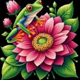 thumbnail image 1 of Grenouille sur Fleur Rose - Peinture Diamant DIY, 1 of 6
