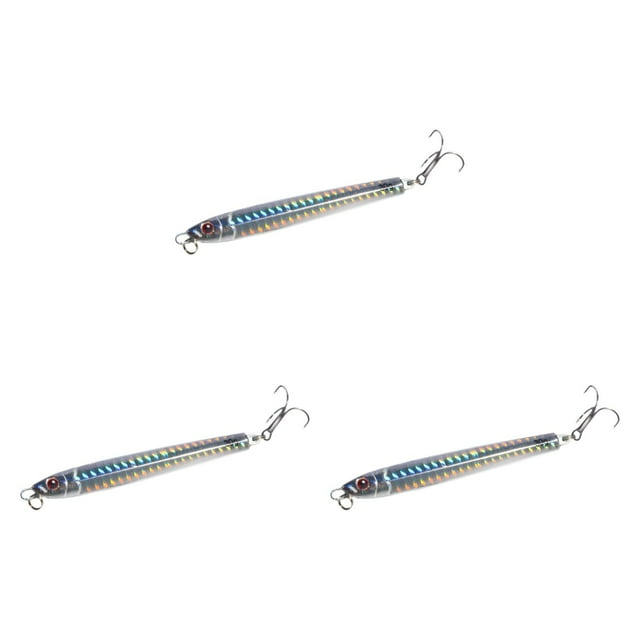 3 piezas de señuelos de pesca de superficie con anzuelo, hundimiento simulado de metal. Plata