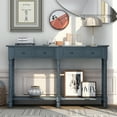 thumbnail image 2 of Wooden Console Table with Two Drawers and Bottom Shelf,Antique Entryway Table for Hallway Living Room,Antique Navy, 2 of 5