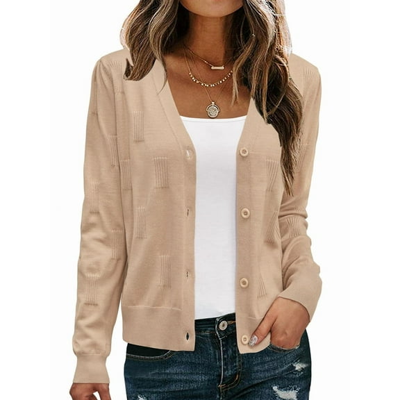 Women'S Soft Cropped Cardigan Casual Shawl Sweater Top M