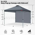 thumbnail image 2 of MASTERCANOPY 8 x 8ft Pop-up Canopy Tent with 1 Sidewall, Dark Gray, 2 of 7