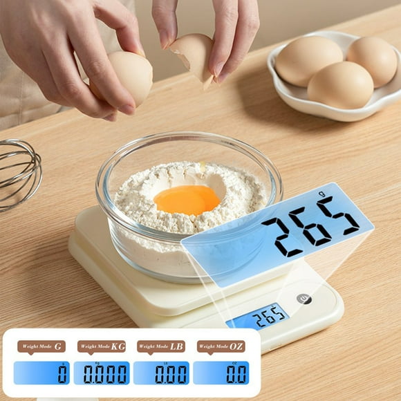 Lisbinx 5Kg Digital Kitchen Scale | High Precision Food Scale with Lcd Display | Multiple Units (G, Oz, Kg, Lb) | Type-C Charging | White Plastic | Ideal for Baking, Cooking & Weight Control