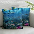 thumbnail image 3 of GOSMITH  Fish Throw Pillow Covers Ocean Underwater Shark Turtle Coral Sea Reef Seaweed Pillowcases Cushion Cover for Men Women Sofa Bed, 3 of 5