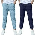 thumbnail image 3 of Bovxnpu Toddler Boys Girls Pants, Boys' Cotton Jogger Pants Sports Pants With Pocket, 2PC Boys' Cotton Pants Casual Loose Pants Outerwear Pants Sweatpants, 3 of 6