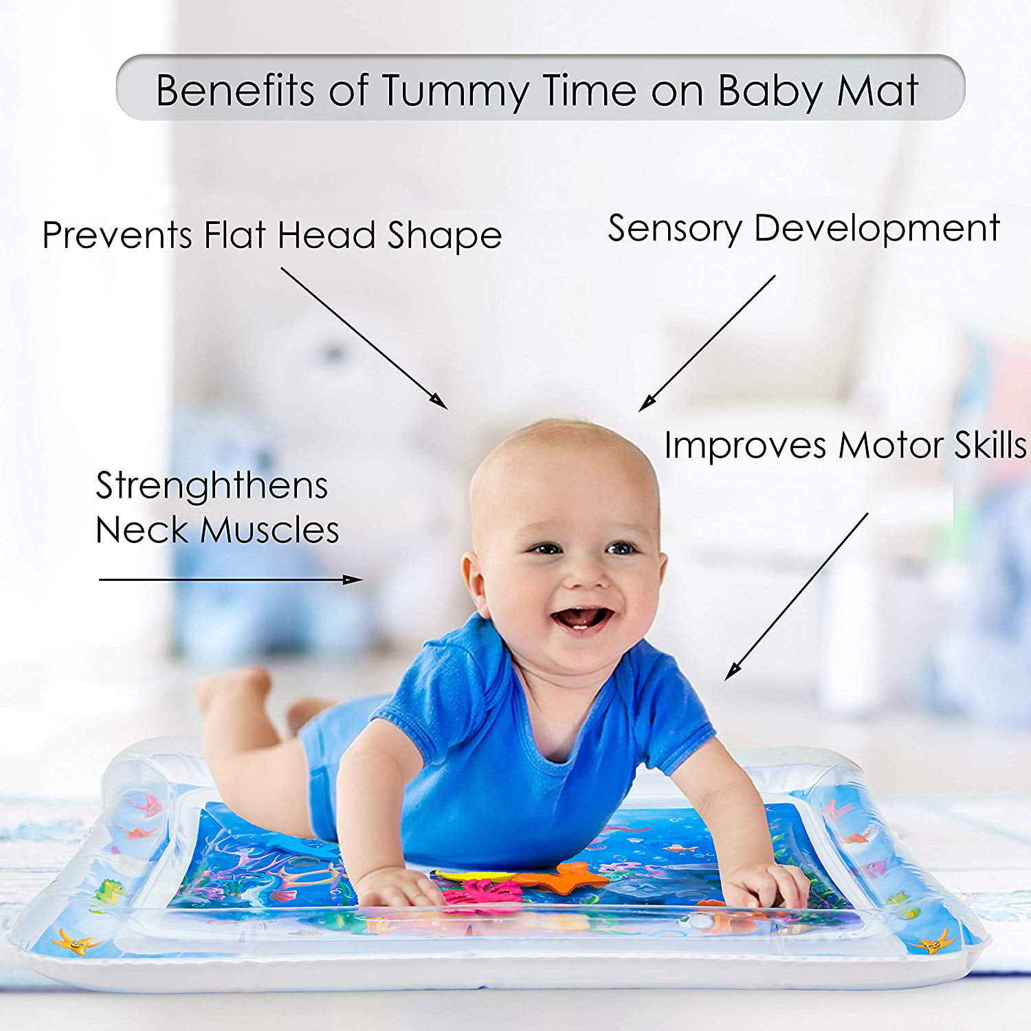 SUNSHINE-MALL Inflatable Tummy Time for Baby,Premium Water mat Infants and Toddlers is The Perfect Fun time Play Activity Center Your Babys Stimulation Growth 100x80cm 