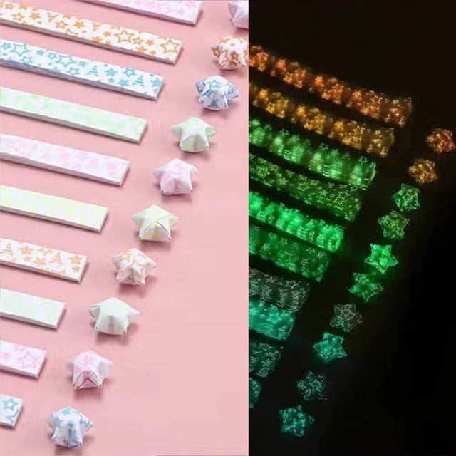 VIVIDCRAFT 210pcs Luminous Star Origami DIY Handmade Lucky Star Origami Star Paper Strips