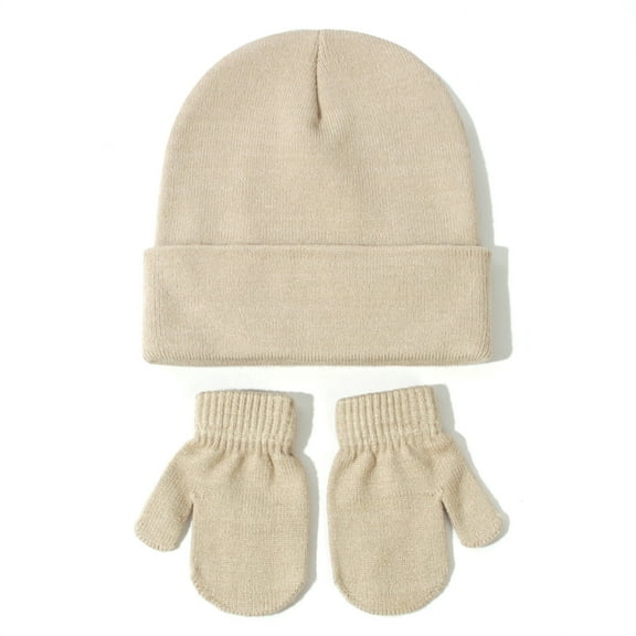 MuXiKeJi Baby Knitted Hat and Mitten Set Warm Wool Blend Winter Cap for Toddler Boy Girl