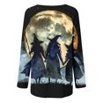 thumbnail image 4 of CLOISE Halloween Blouses for Women Funny Halloween Witch Print Shirts Long Sleeve Crew Neck Raglan Blouses Flowy Tunic Oversized Tees Boo Festival Clothes Gift, 4 of 5