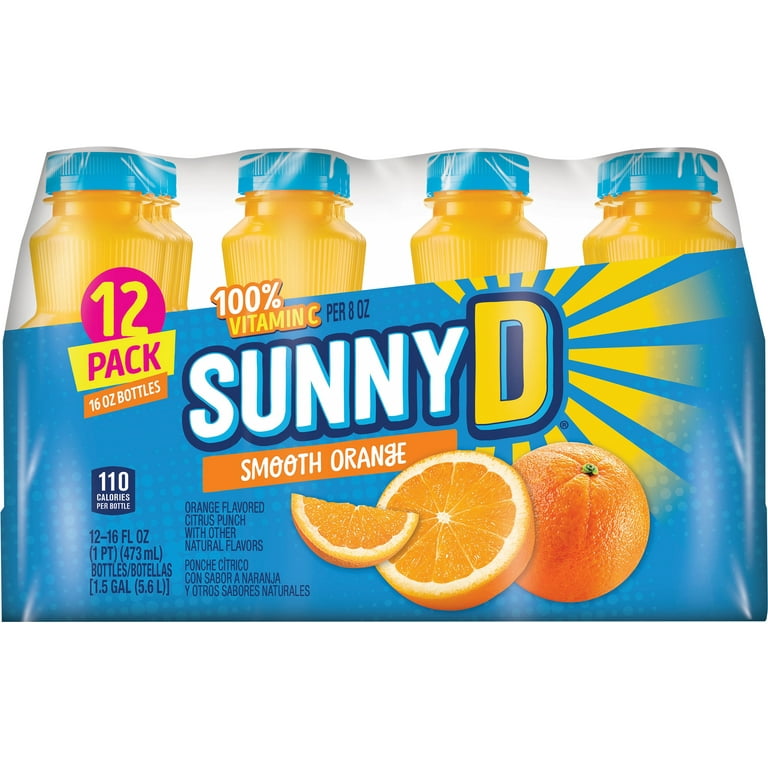 SunnyD Smooth Orange 16oz Plastic bottles Pack of 12