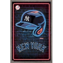 MLB New York Yankees - Neon Helmet 23 Wall Poster, 22.375" x 34" Framed