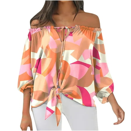 

Tank Top for Women Nursing Tops Women Leisure Half Sleeve One Shoulder Printed Cold Shoulser Bandage Shirt Tops Tank Tops Womens Blouses and Tops Dressy Clearance on Sales Pink XL
