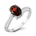 thumbnail image 2 of 1.56 Cts Oval Garnet 925 Sterling Silver Solitaire Accent Woman Halo Valentines Day Gifts Ring, 2 of 4