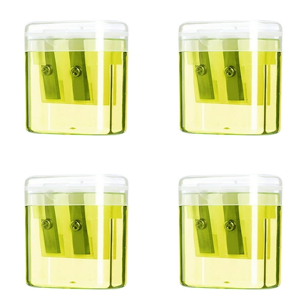 Fiudx Sacapuntas de Doble Agujero, Hojas de Acero Al Carbono, Contenedor Transparente Antifugas para Virutas, Diseño Ovalado, Portátil y Fácil de Transportar, Material Escolar y de Oficina, Juego de