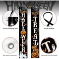 thumbnail image 3 of Happy Halloween Trick or Treat Porch Banner Sign, Jack O Lantern Pumpkin Front Door Decorative Hanging Welcome Banner Flag, Spooky Ghost Bat Party Decoration Home Outdoor Decor, 3 of 6