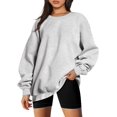 thumbnail image 1 of AMERTEER T-shirts Sweat-Shirts Oversize pour les Femmes Sweat à Capuche en Molleton Pull Col Rond Vêtements Confortables Automne Hiver Mode 2023, 1 of 5