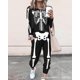 thumbnail image 1 of Sunloudy Conjunto de ropa de dos piezas de Halloween para mujer, jersey con estampado de esqueleto negro y pantalones con bolsillos, S/ M/ L Sunloudy moda, 1 of 2